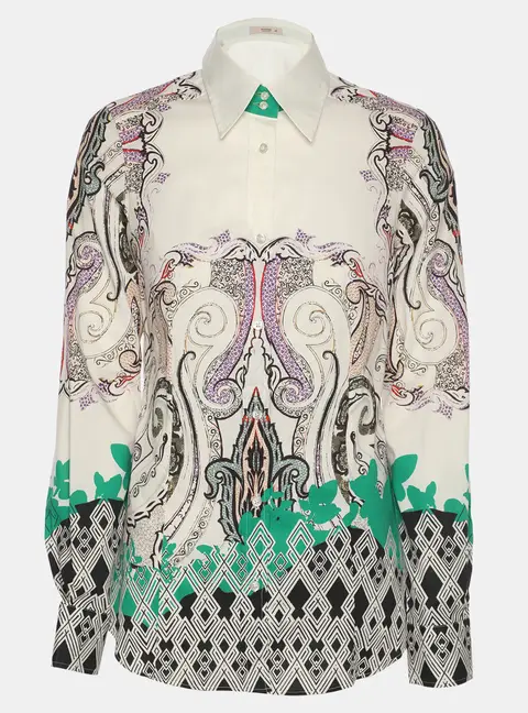 Etro Multicolor Printed Cotton Long Sleeve Shirt S