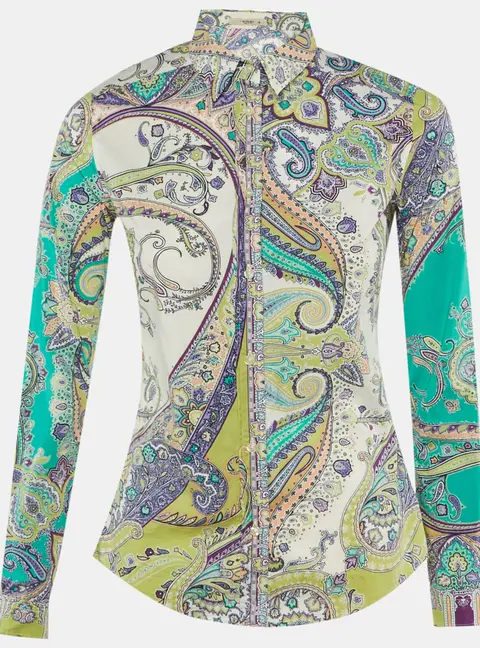 Etro Green Paisley Print Cotton Long Sleeve Shirt S