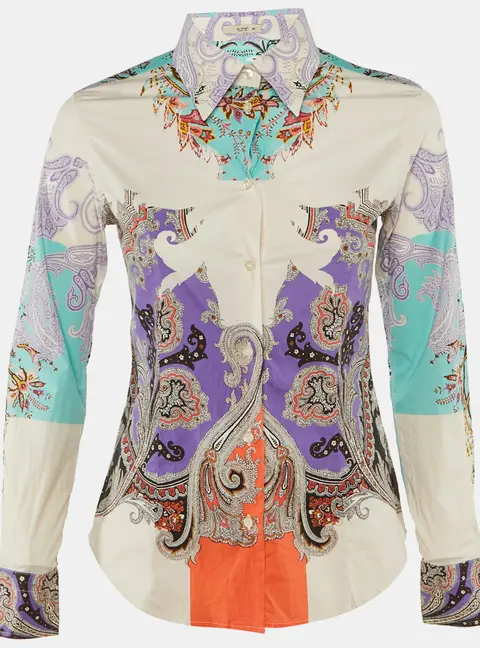 Etro Multicolor Paisley Print Cotton Long Sleeve Shirt S