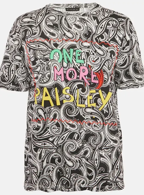 Etro Black Paisley Printed Cotton T-Shirt S