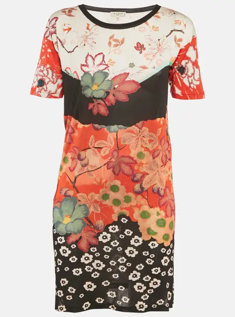 Etro Multicolor Floral Print Jersey Mini Dress S