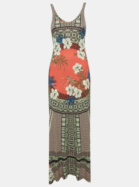 Etro Multicolor Floral Print Jersey Asymmetric Maxi Dress S