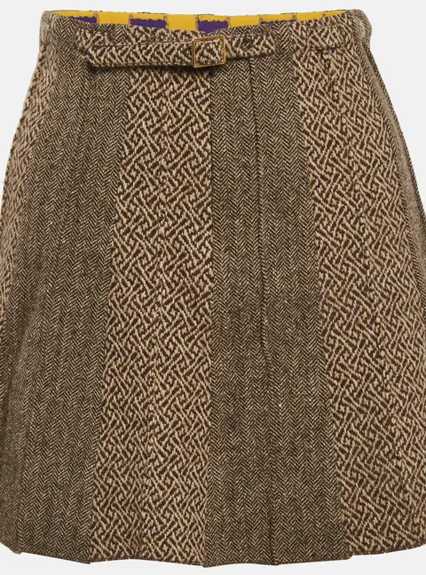 Etro Brown Striped Tweed Mini Skirt S