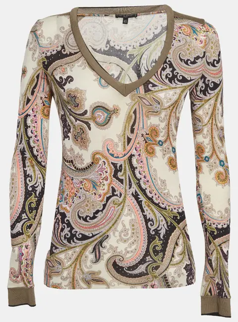 Etro Multicolor Paisley Print Jersey Top S