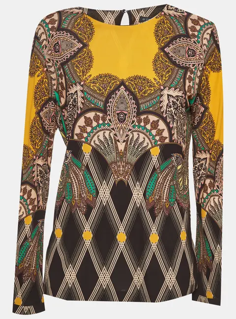Etro Multicolour Printed Jersey Long Sleeve Top M