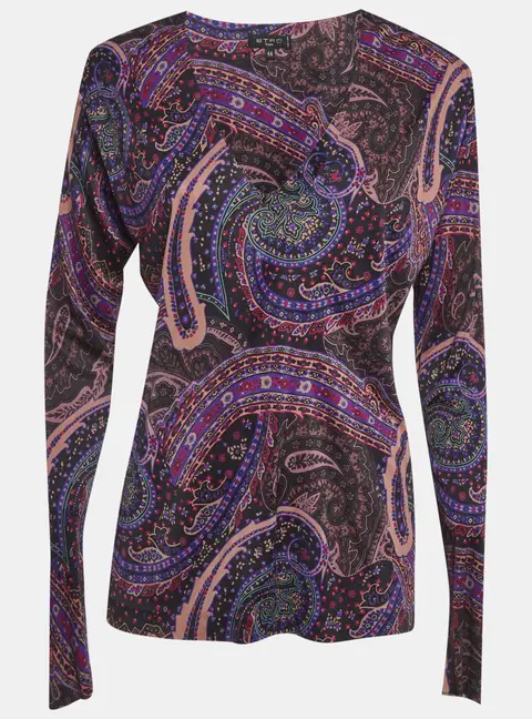 Etro Multicolour Paisley Print Jersey Long Sleeve Top M