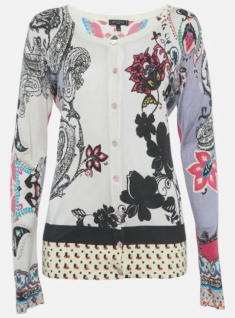 Etro Multicolour Paisley Print Knitted Cardigan L