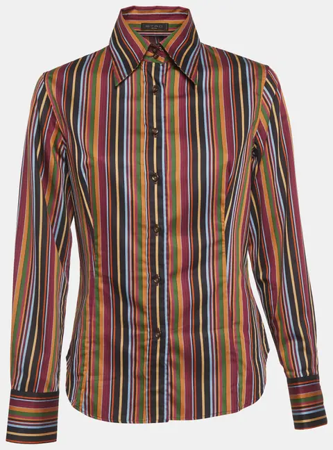 Etro Multicolor Striped Cotton Long Sleeve Shirt M