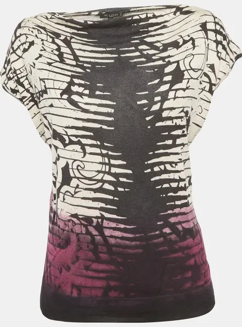 Etro Multicolor Print Silk Blend Cowl Neck Top M