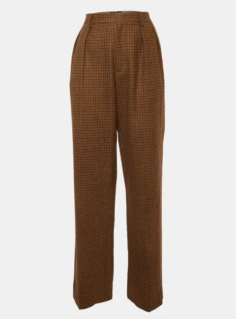 Etro Brown Houndstooth Wool Trousers M