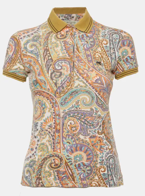 Etro Multicolor Paisley-print Cotton Polo T-Shirt S
