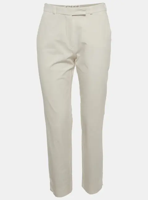 Etro White Cotton Slim Fit Trousers S