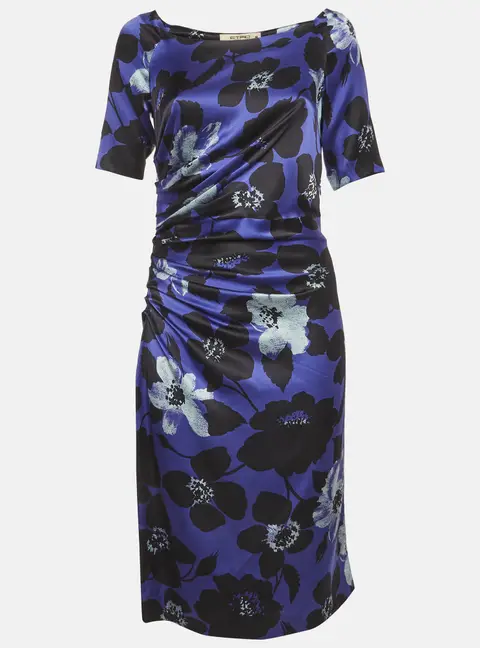 Etro Blue Floral Print Silk Midi Dress L