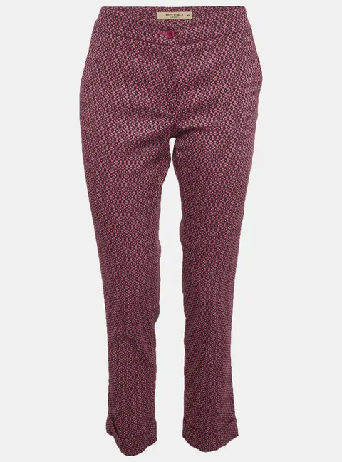 Etro Pink Jacquard Pattern Straight Fit Trousers M