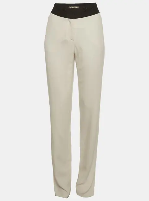 Etro Off White Crepe High Rise Trousers M