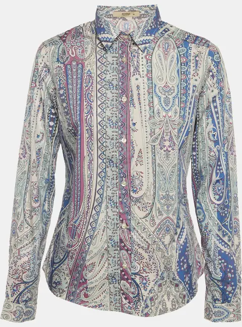 Etro Multicolour Paisley Print Cotton Long Sleeve Shirt M