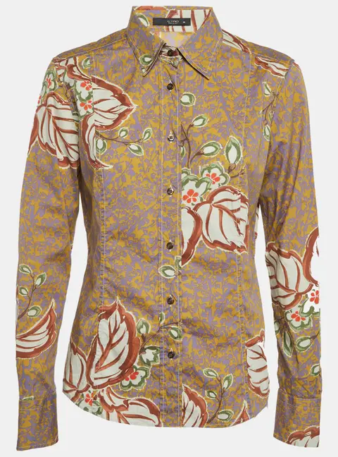 Etro Yellow Printed Cotton Long Sleeve Shirt L