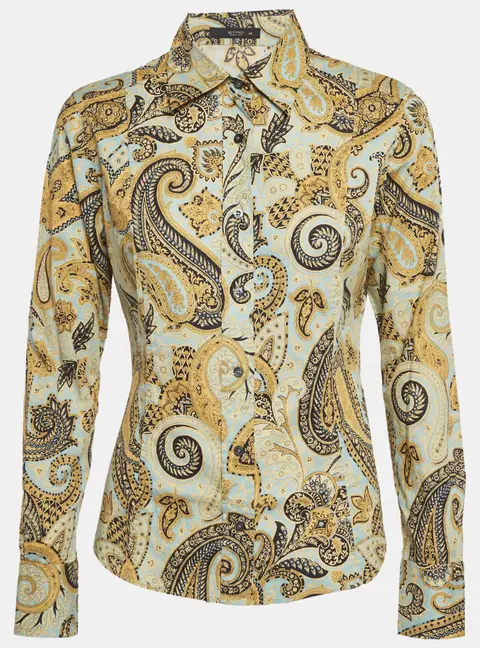 Etro Yellow Printed Cotton Button Front Shirt M
