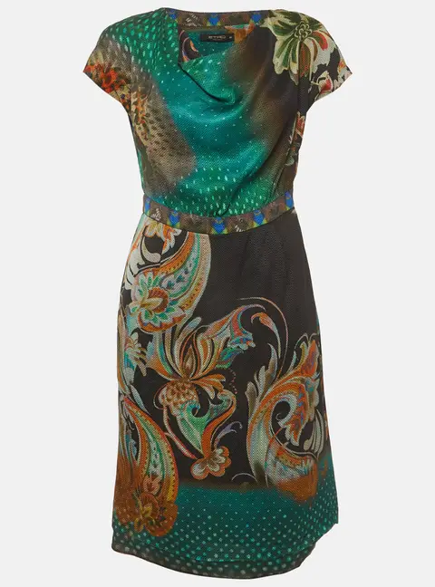 Etro Green Printed Crepe Short Dress M