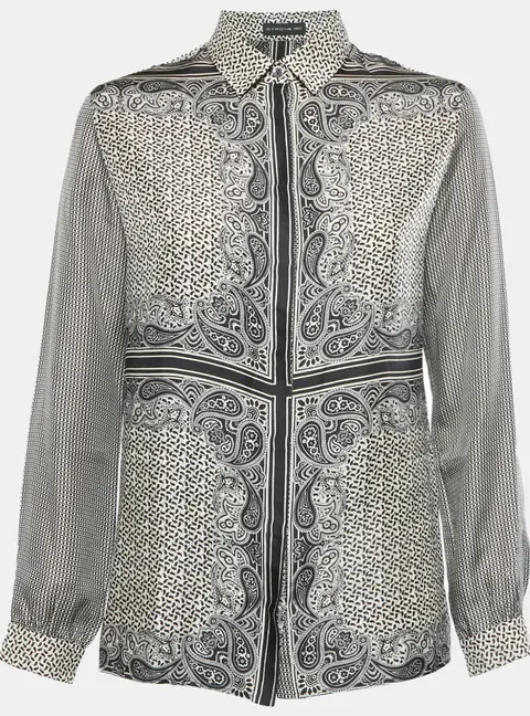 Etro Black/White Paisley Print Silk Shirt M