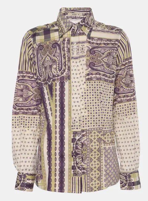 Etro Multicolor Printed Stretch Cotton Long Sleeve Shirt M