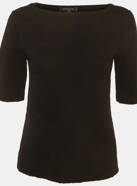 Etro Black Paisley Wool Jacquard Bateau Neck Top M