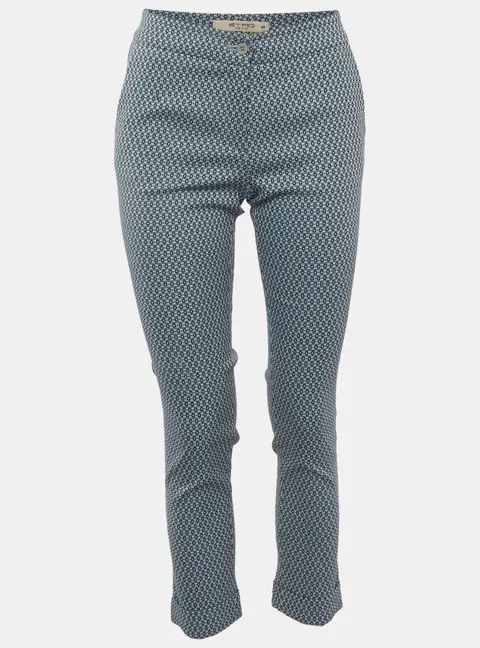 Etro Blue Synthetic Jacquard Cigarette Trousers S