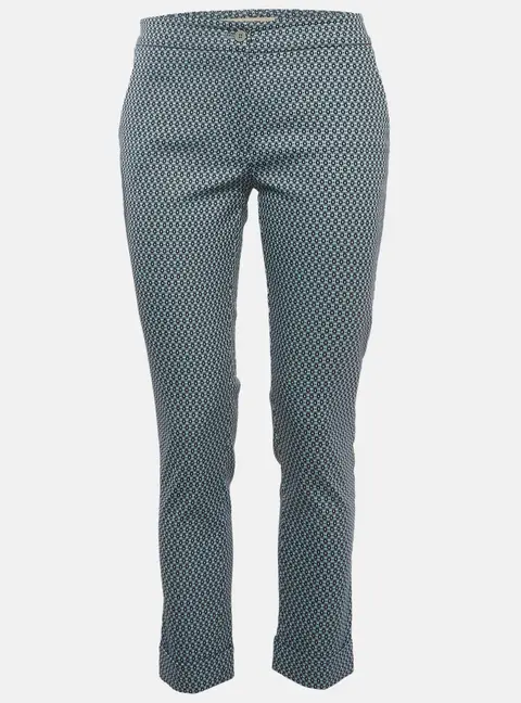 Etro Blue Jacquard Skinny Trousers S