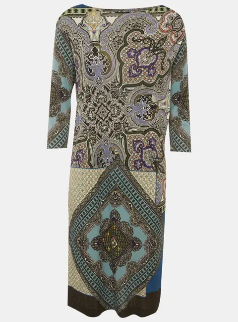 Etro Multicolor Paisley Print Jersey Knit Short Dress L