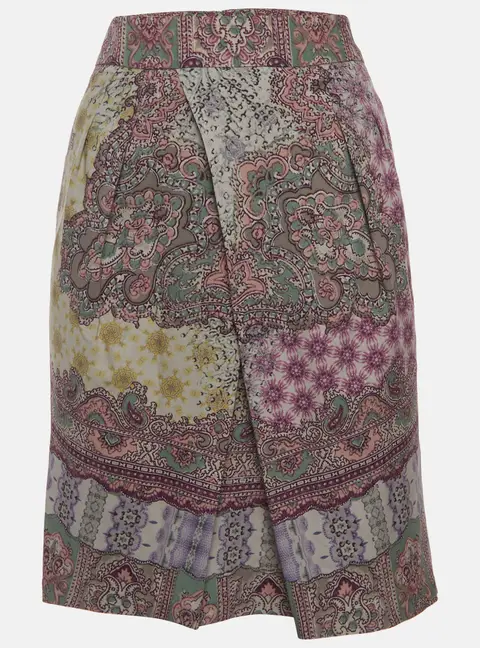 Etro Multicolor Paisley Print Wool Blend Short Skirt M