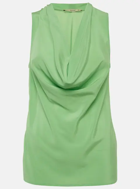Etro Green Chiffon Silk Deep Cowl Neck Sleeveless Top S