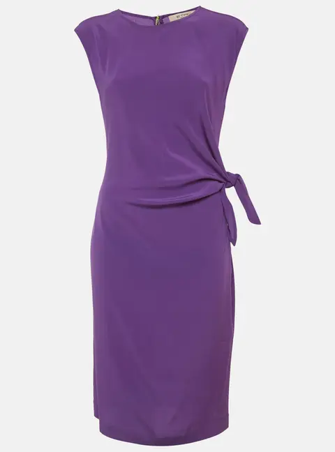 Etro Purple Silk Chiffon Draped Tie Mini Dress M