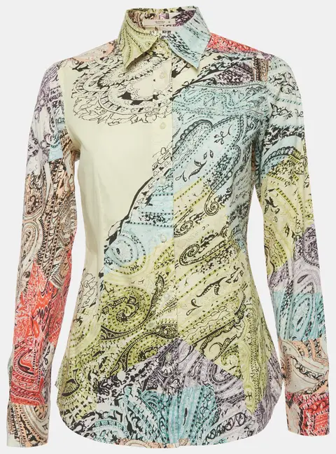 Etro Multicolor Floral Paisley Print Cotton Poplin Shirt M