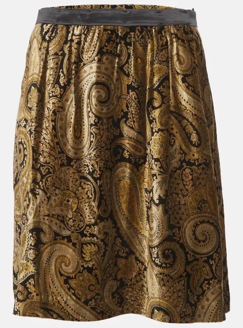 Etro Black/Gold Paisley Print Velvet Mini Skirt M