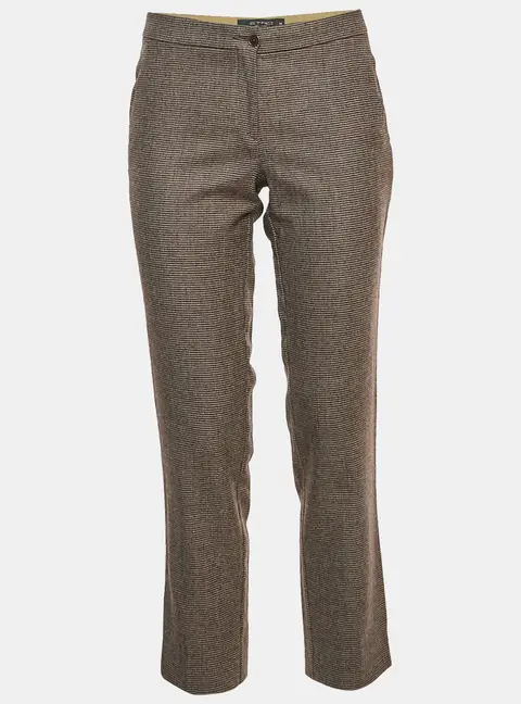 Etro Red Micro Houndstooth Wool Blend Cropped Trousers S