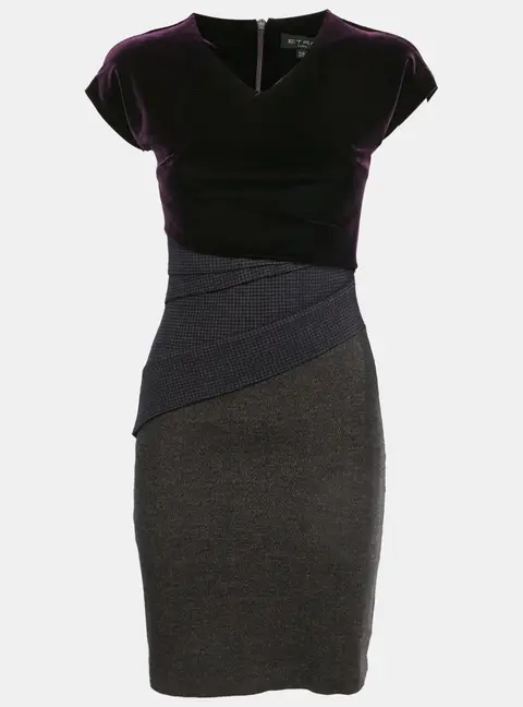 Etro Purple Velvet and Wool Mini Dress S