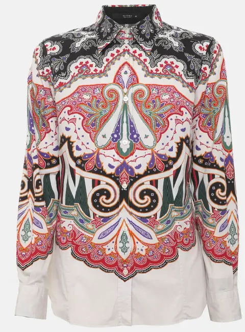 Etro Multicolor Paisley Print Stretch Cotton Long Sleeve Shirt M