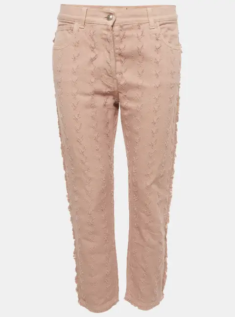 Etro Pink Denim Distressed Straight Fit Jeans S /Waist 32"