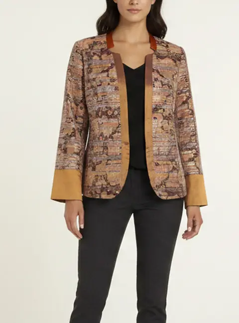 Etro Metallic Multicolor Printed Satin Blazer S