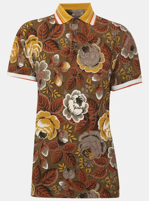 Etro Multicolor Floral Print Cotton Pique Polo T-Shirt S