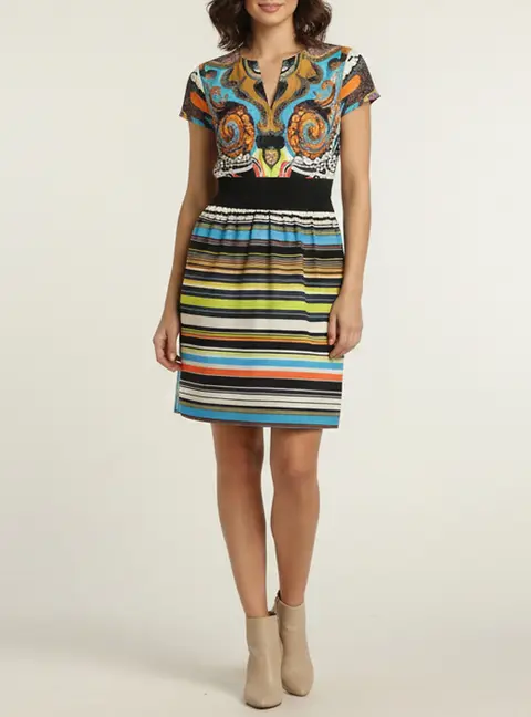 Etro Multicolor Printed Crepe V Neck Sleeveless Midi Dress M