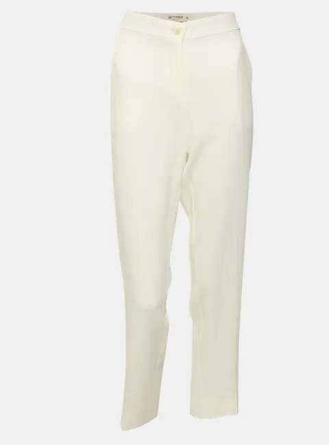 Etro White Stretch Crepe Cropped Pants M