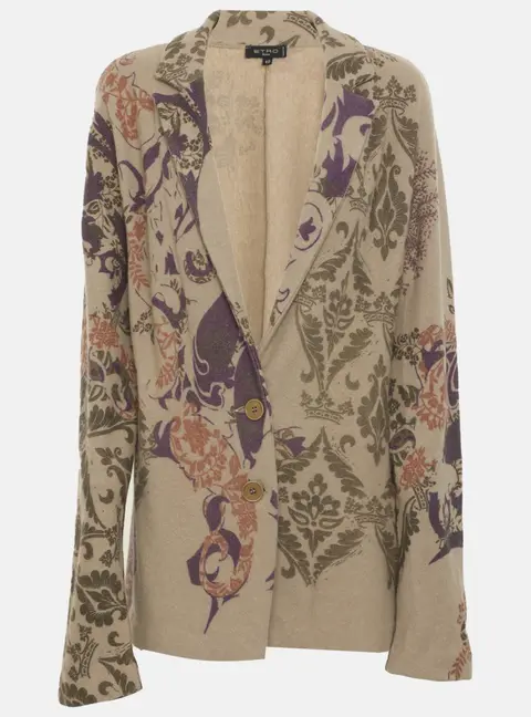 Etro Multicolor Wool Blend Single Breasted Blazer L