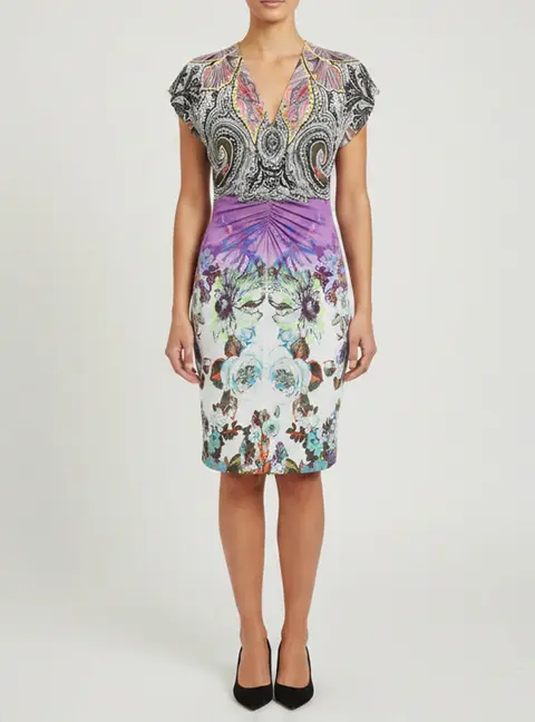 Etro Multicolor Paisley Printed Jersey Ruched Mini Dress M