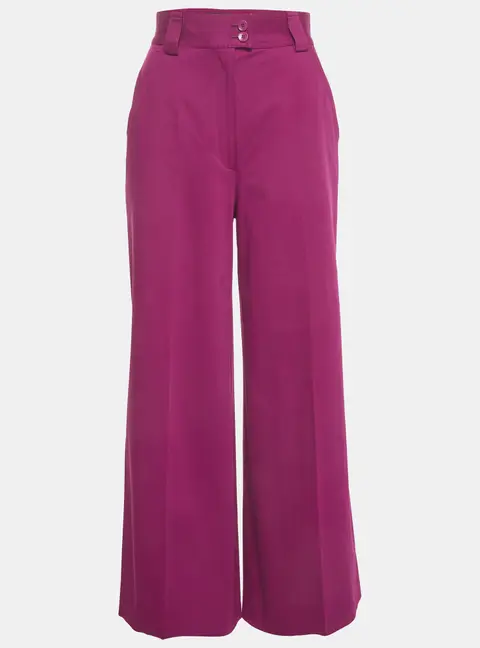 Etro Purple Stretch Cotton Wide Leg Trouser S