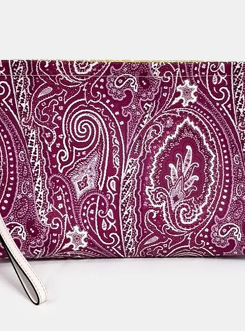 Etro Paisley Multicolor PVC Coated Canvas Clutch Bag