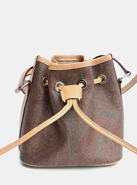 Etro Brown PVC Bucket Crossbody Bag