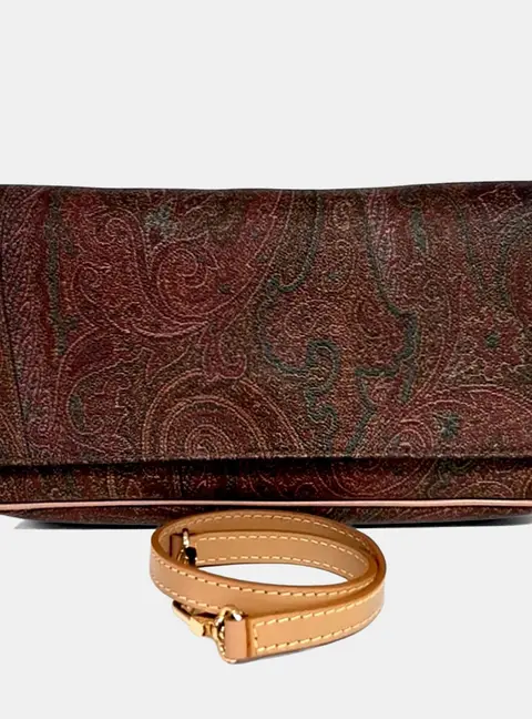 Etro Leather Brown Paisley Shoulder Bag