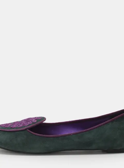 Etro Size 38 Green Suede Smoking Slippers