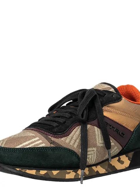 Etro Size 37 Multicolor Brocade Fabric, Leather and Suede Low Top Sneakers